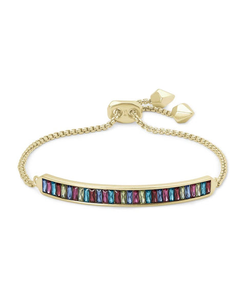 Kendra Scott Jack Adjustable Gold Chain Bracelet In Multi Crystal