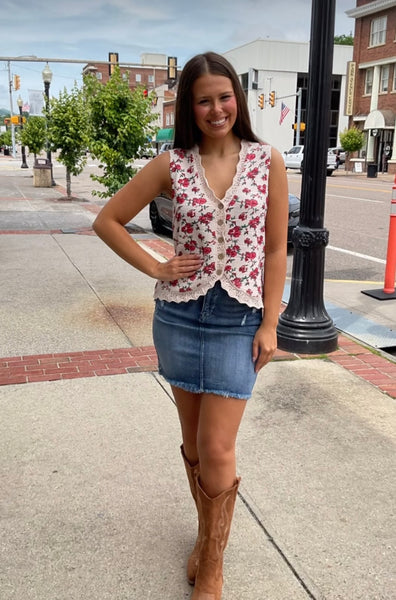 Stella Floral Crochet Vest