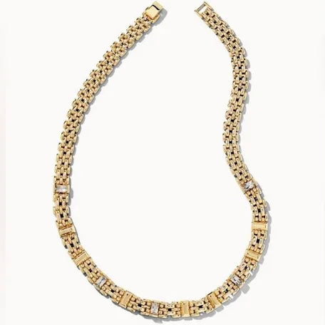 Kendra Scott Lesley Gold Chain Necklace in White Crystal