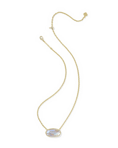 Elisa Gold Statement Short Pendant Necklace Light Blue Illusion