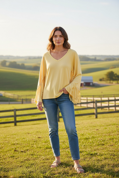 The Sunflower Festival Fringe V-Neck.