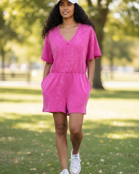 On the go pink romper