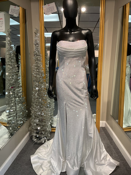 Strapless White Prom Dress