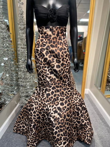 Strapless Cheetah Print Prom Dress
