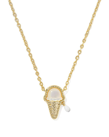 Kendra Scott Ice Cream Pendant Necklace Gold Ivory Reversible
