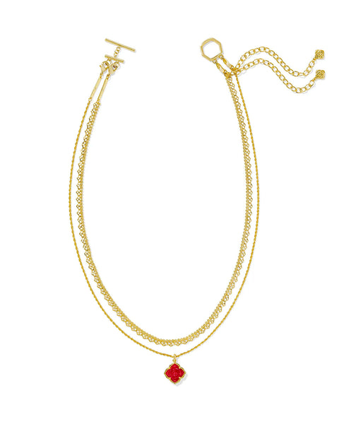 Mallory Rose Multi Strand Necklace Gold Red MOP