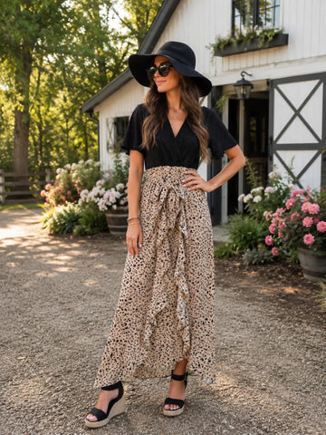Hidden Brand Black/Tan Floral Maxi Dress