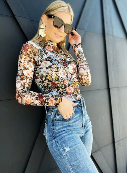 Wildflower Mesh Mock Neck