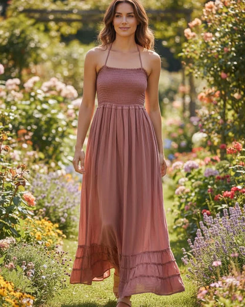 bohemian halter maxi dress