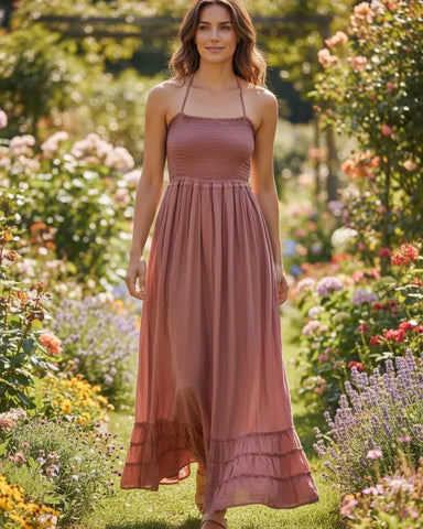 bohemian halter maxi dress