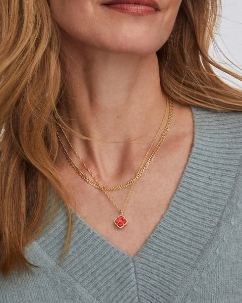 Mallory Rose Multi Strand Necklace Gold Red MOP