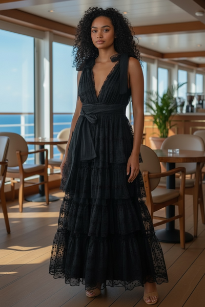 Starlight Swiss Dot Tier Gown