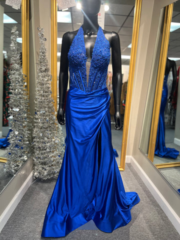 Royal Halter Top Prom Dress
