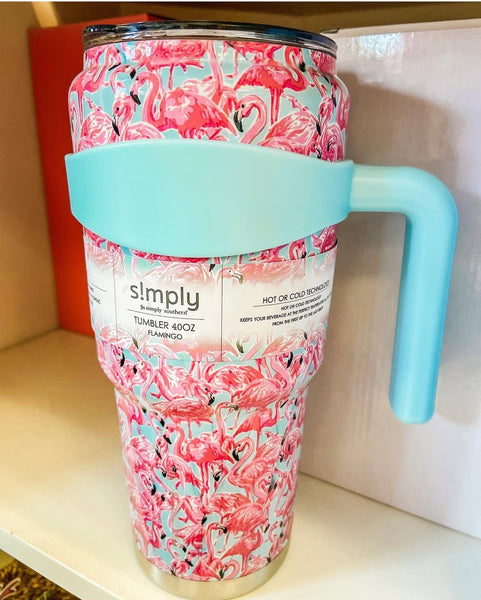 Southern 40oz Flamingo Print Tumbler.