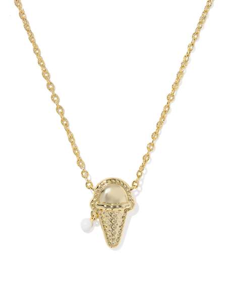 Kendra Scott Ice Cream Pendant Necklace Gold Ivory Reversible