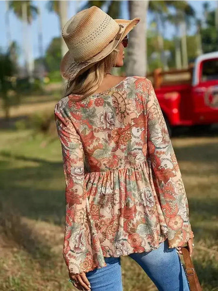 Maggie Vintage Paisley Bell Sleeve Top