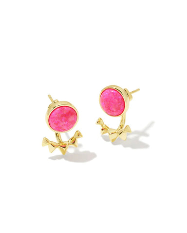 Kendra Scott Sienna Gold Ear Jacket Earrings in Bright Pink Kyocera Opal convertible