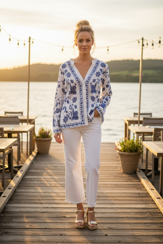 Cobalt Bloom Blouse