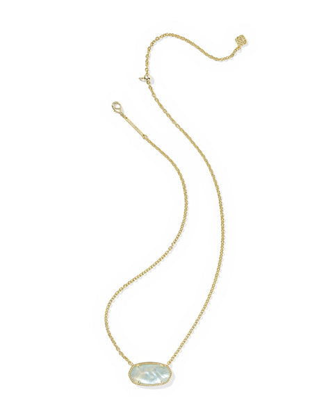 Elisa Gold Statement Short Pendant Necklace Light Blue Illusion