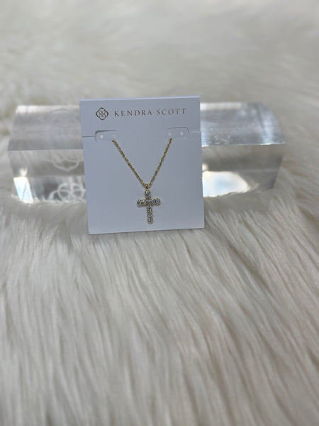 Kendra Scott Gold White CZ Cross Pendant