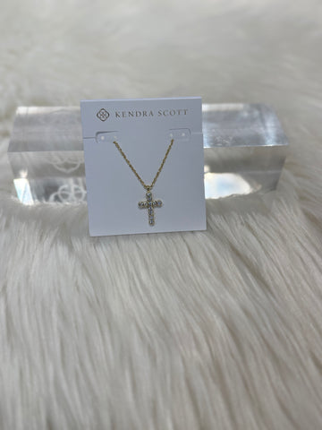 Kendra Scott Gold White CZ Cross Pendant