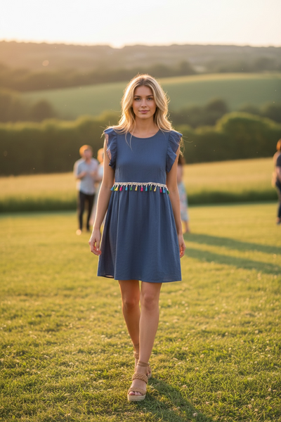 Mila Tassel Trim Dress