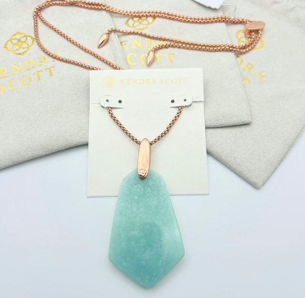 Kendra Scott Cam Amazonite
Long Pendant Necklace in Rose
Gold