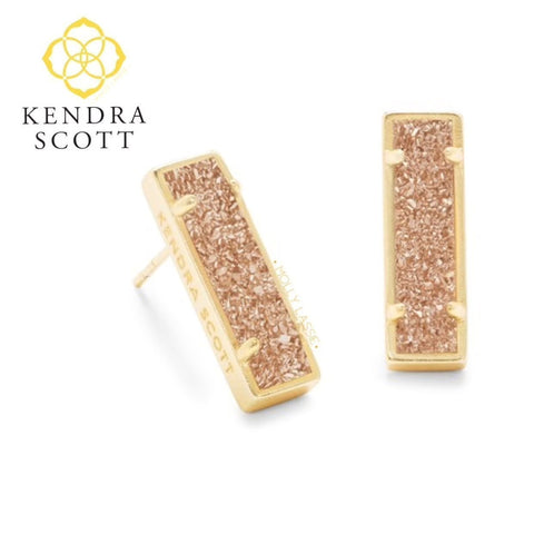 Kendra Scott "Lady" Rose Gold Drusy Bar Earrings