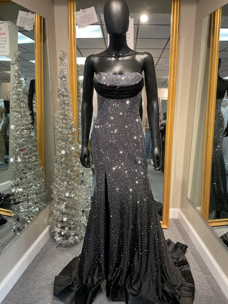 Strapless Black/Silver Prom Dress