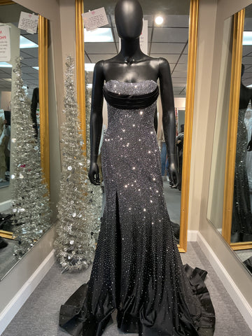 Strapless Black/Silver Prom Dress