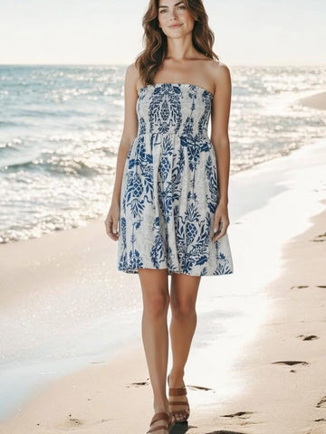 Flare Blue Paisley Mini Dress