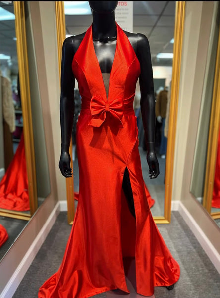 Red Halter Top Prom Dress