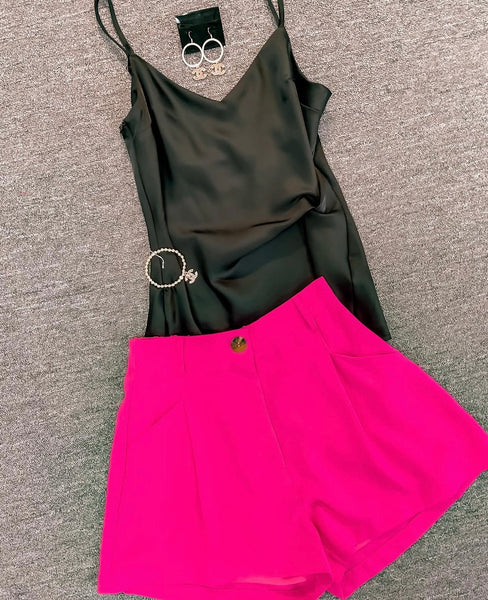 a black satin camisole