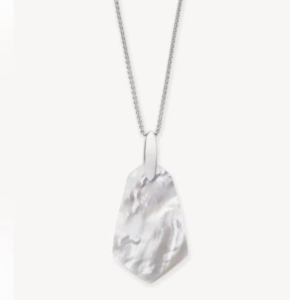 Kendra Scott Cam Long Pendant slider Necklace in Bright Silver