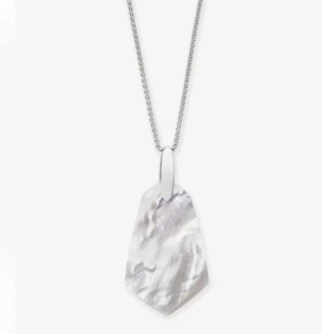 Kendra Scott Cam Long Pendant slider Necklace in Bright Silver