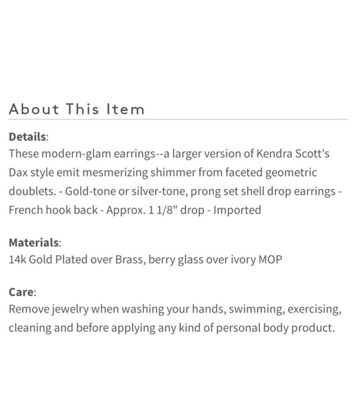 Kendra Scott Dunn Drop Earrings in Gold Sage Mica