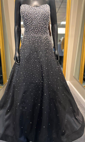 Black Pearl Strapless Full Prom Dress