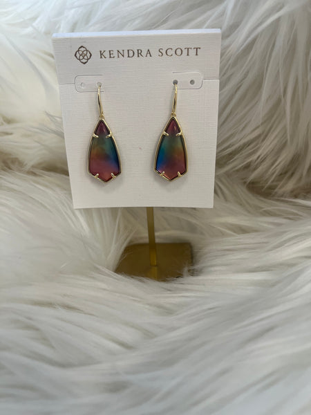 Kendra Scott Camry Yellow Gold Drop Earrings in Yellow Watercolor Illusion