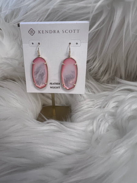 Elle Gold Drop Earrings in Rose Quartz