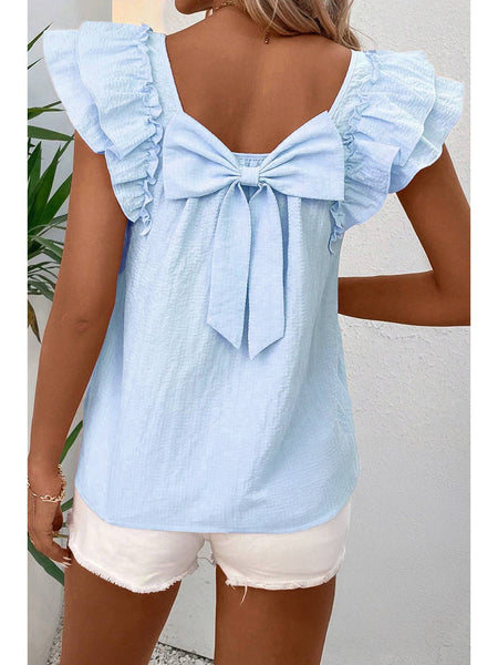 The "Serena Sky" Flutter Back Blouse