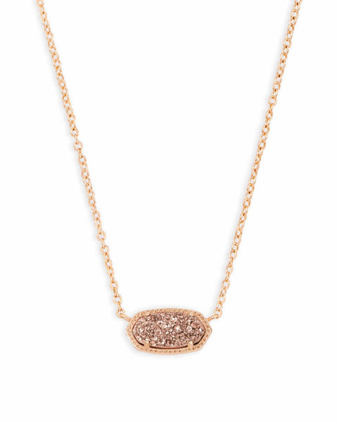 Elisa Rose Gold Pendant Necklace in Rose Gold Drusy