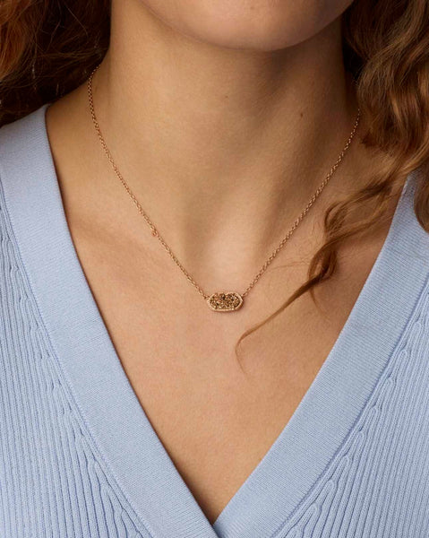 Elisa Rose Gold Pendant Necklace in Rose Gold Drusy