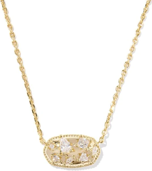 Holland Gold Crystal Necklace in White Crystal