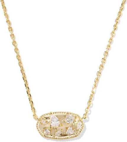 Holland Gold Crystal Necklace in White Crystal
