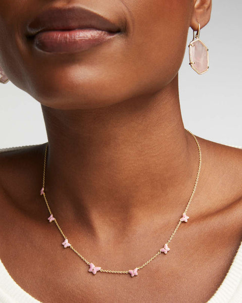 Lillia Butterfly Gold Enamel Strand Necklace