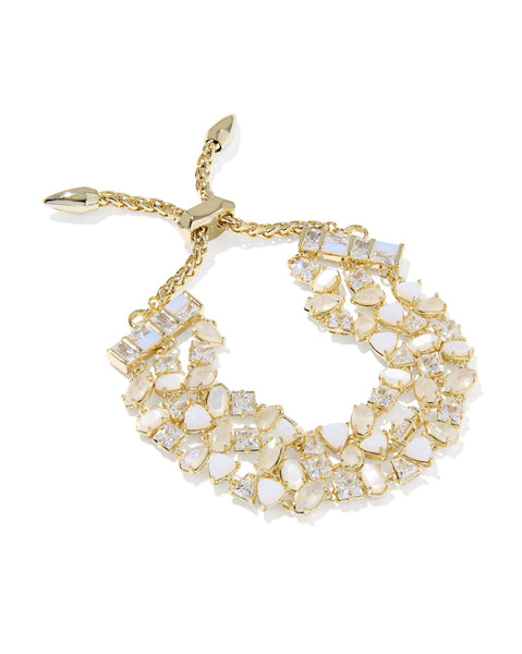 This Kendra Scott Juliette pendant necklace features a delicate chain and a rectangular white crystal baguette stone