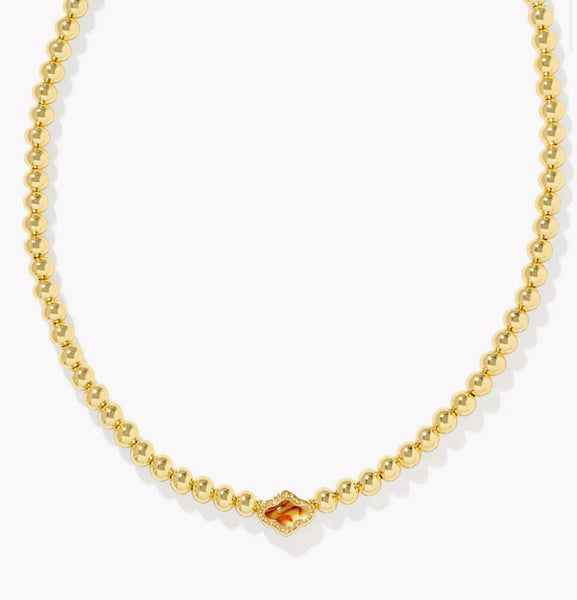 Kendra Scott-Abbie Gold Beaded Necklace in Marbled Amber Illusion