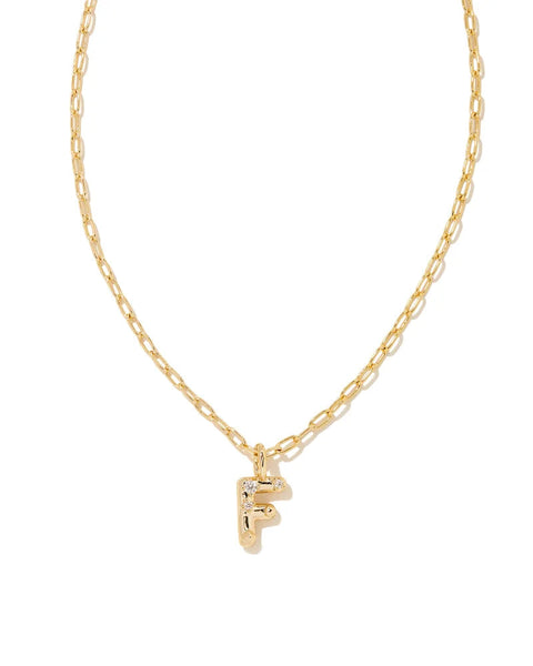 Crystal Letter Gold Short Pendant
Necklace in White Crystal