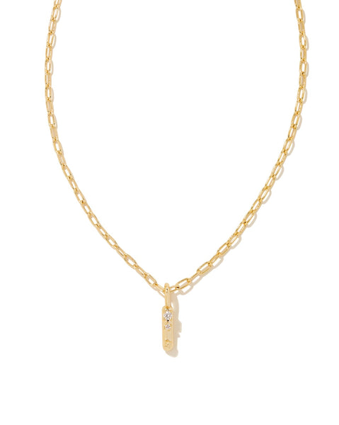 Crystal Letter Gold Short Pendant
Necklace in White Crystal