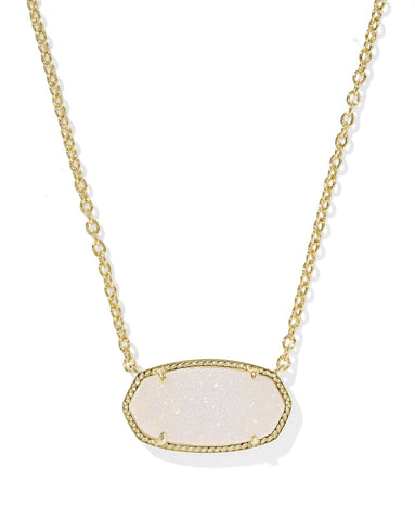 Elisa Gold Statement Short Pendant Necklace Iridescent Drusy